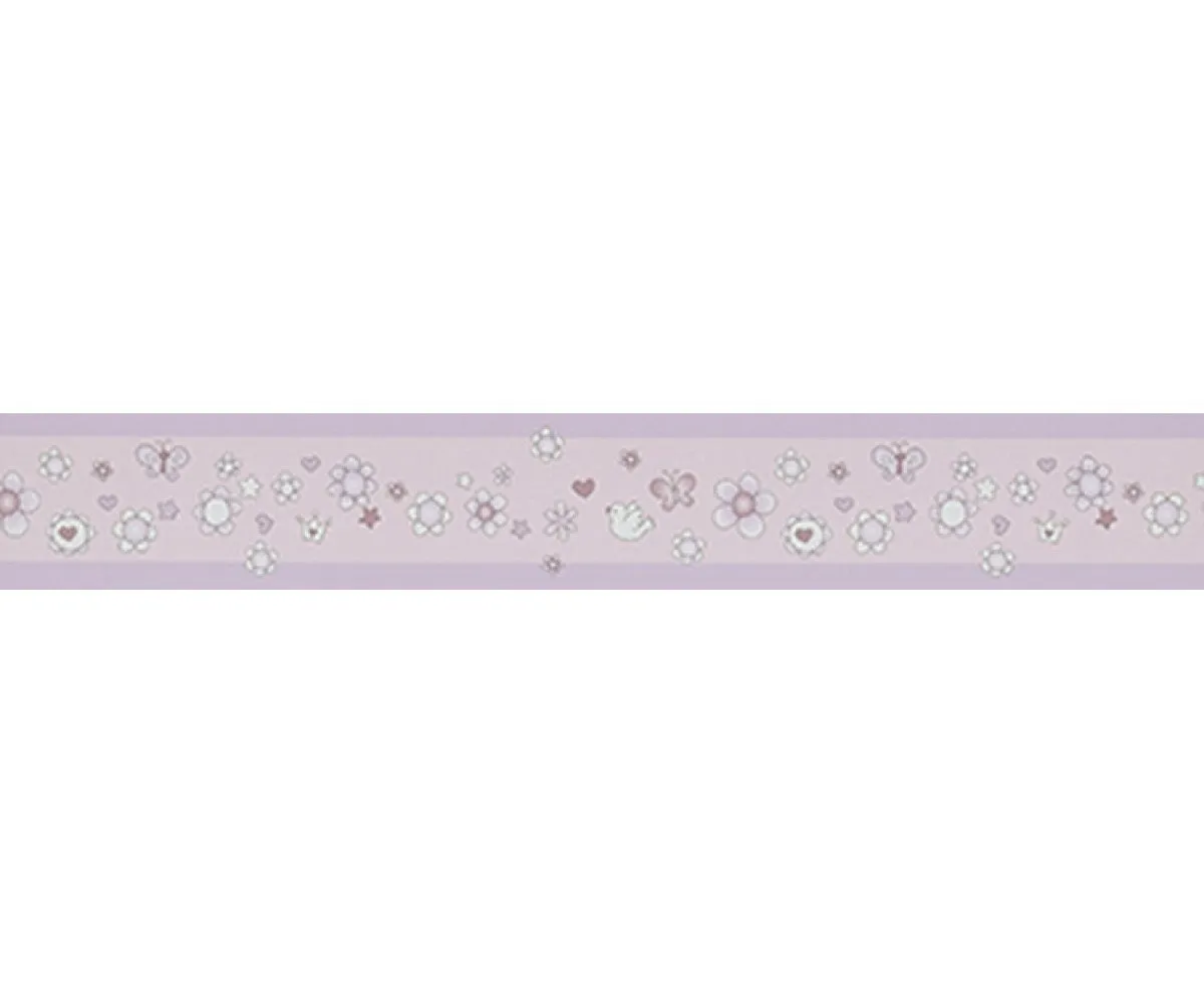 Flowers Birds Violet 0014-09 Wallpaper Border