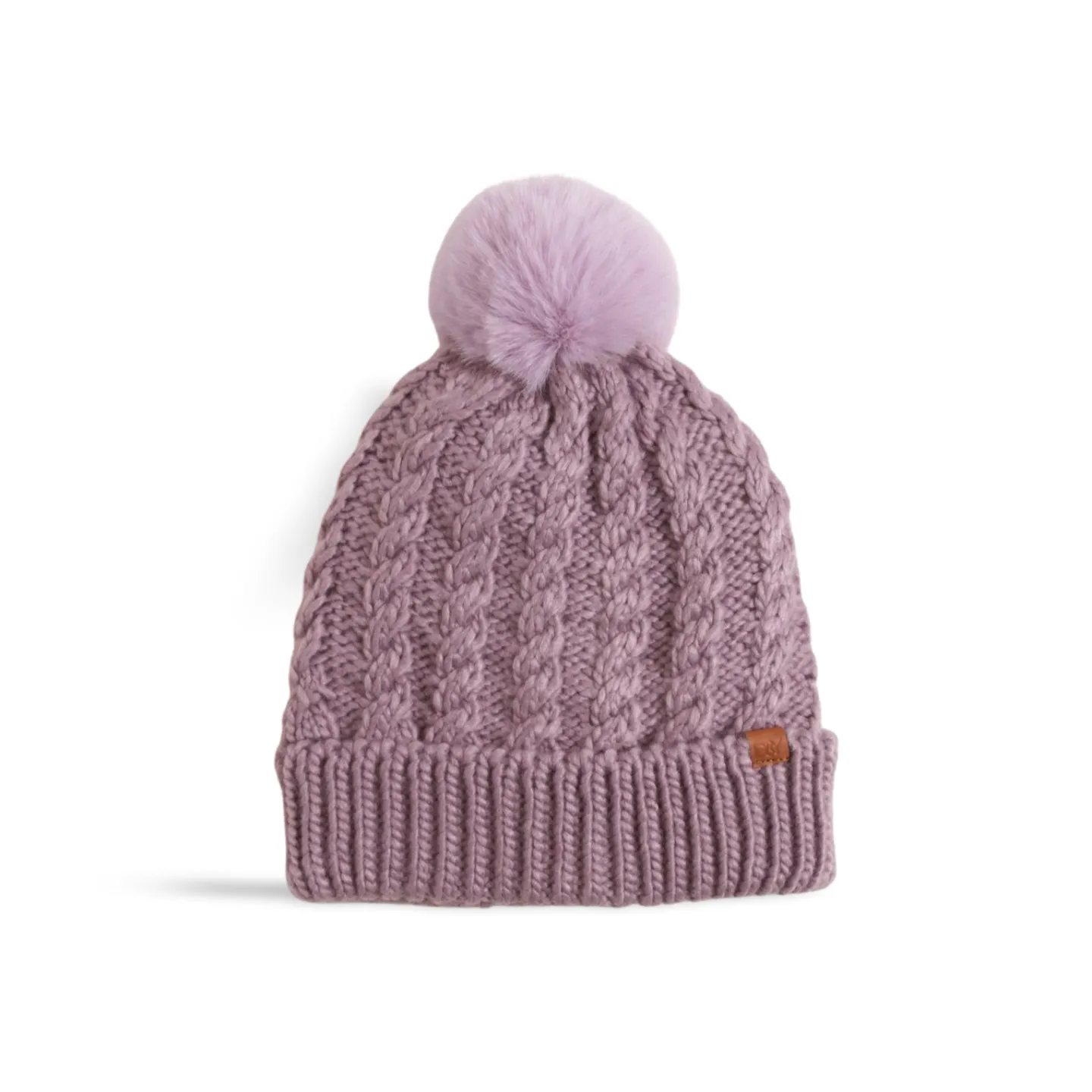 FSBB3041 - Braided Knit beanie with sherpa lining and Faux pom