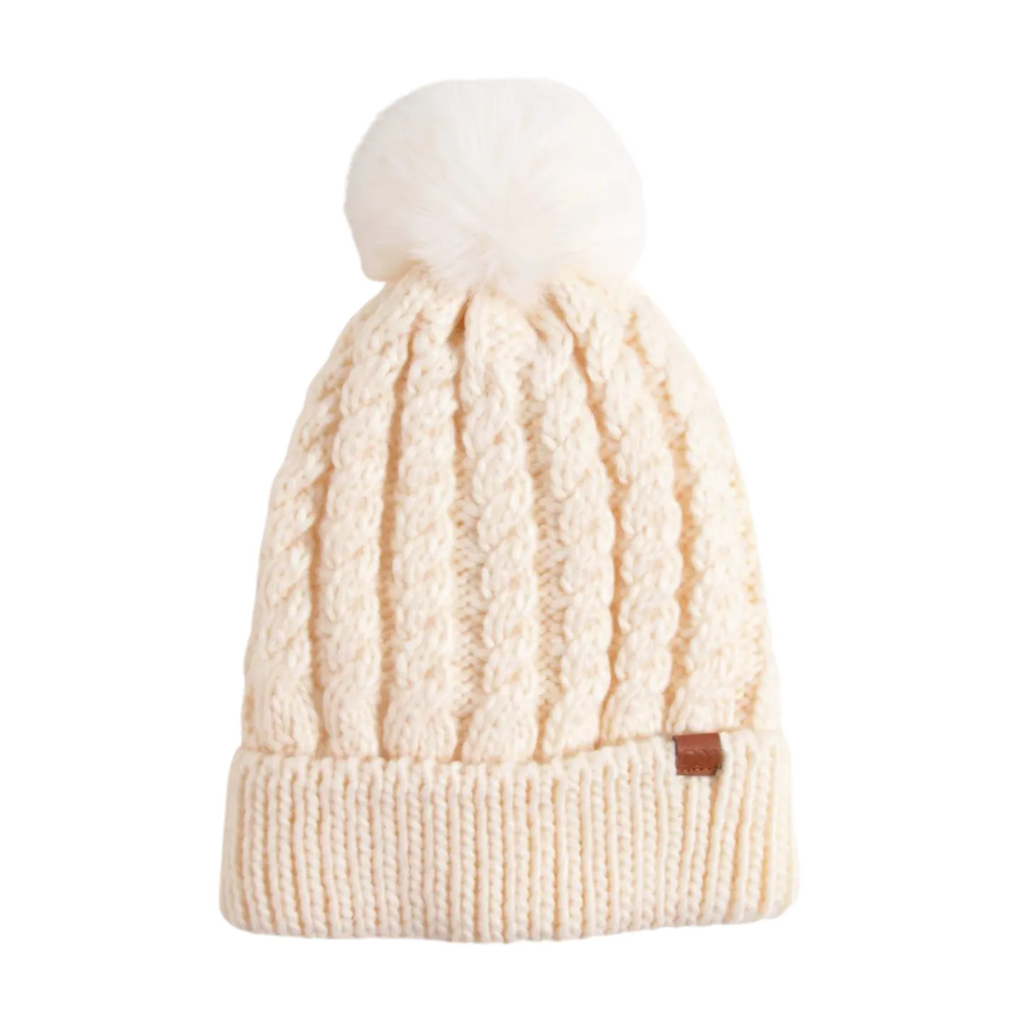FSBB3041 - Braided Knit beanie with sherpa lining and Faux pom
