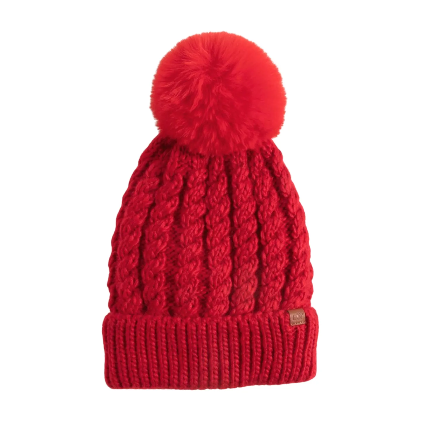 FSBB3041 - Braided Knit beanie with sherpa lining and Faux pom