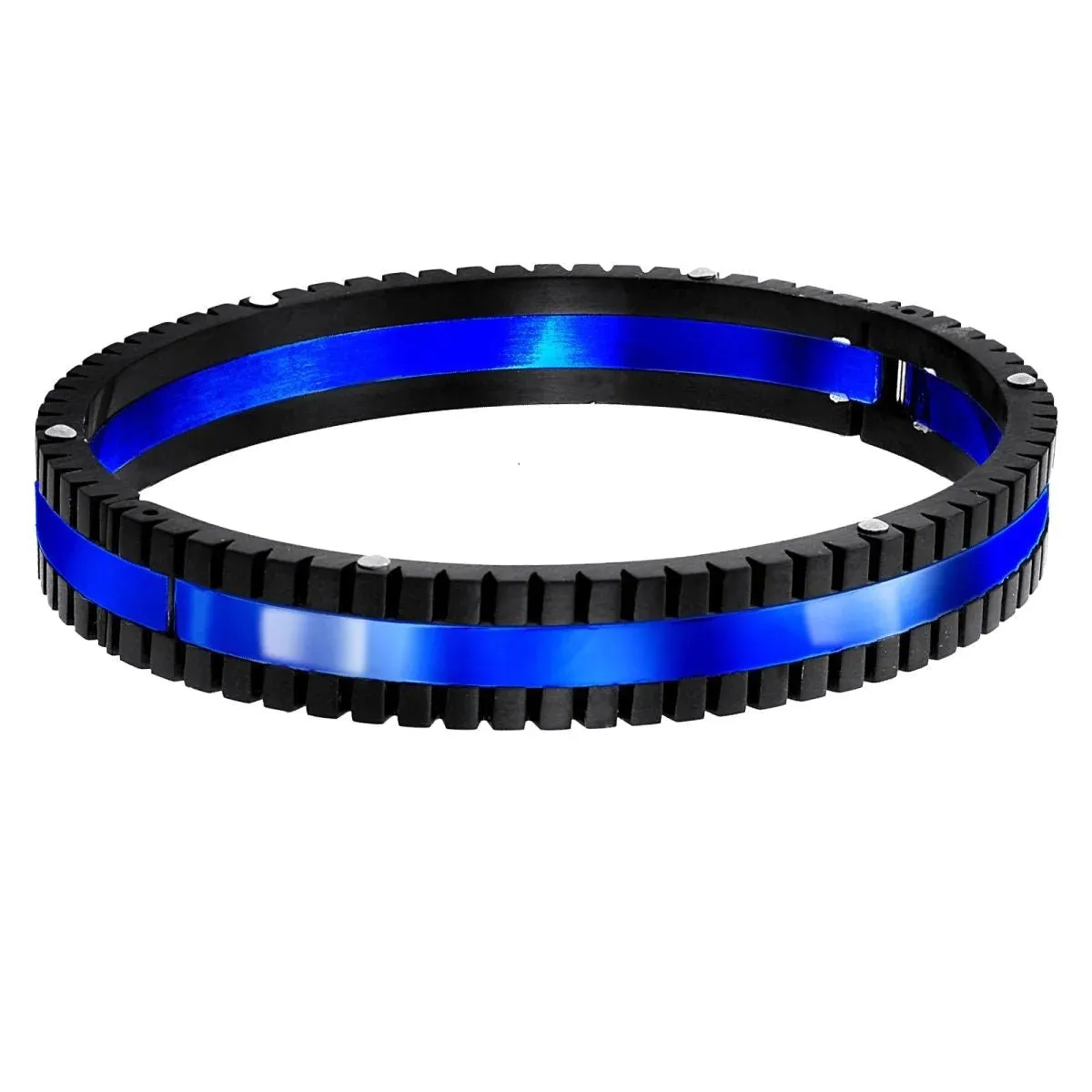 German Luxury Designer Black 18K Gold Solid & Neon Black Stainless Steel Men's Bracelet