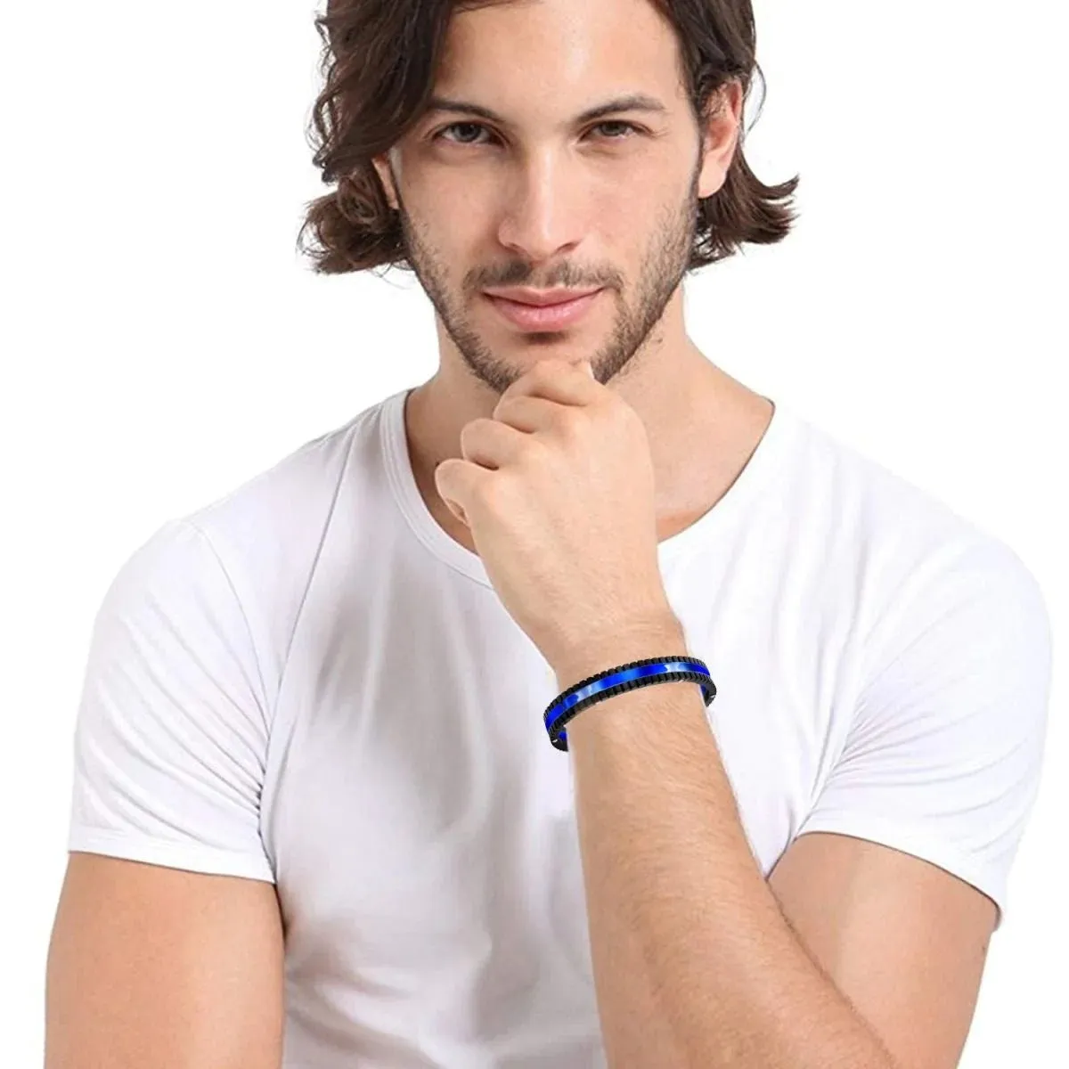 German Luxury Designer Black 18K Gold Solid & Neon Black Stainless Steel Men's Bracelet