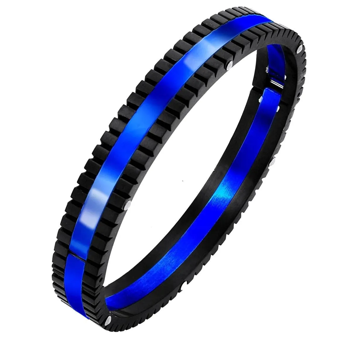 German Luxury Designer Black 18K Gold Solid & Neon Black Stainless Steel Men's Bracelet