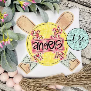 {Girl's Baseball/Softball on Bats} applique design