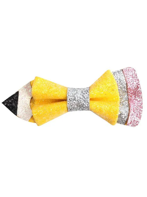 Glitter Pencil Bow Clip