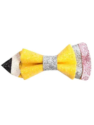 Glitter Pencil Bow Clip