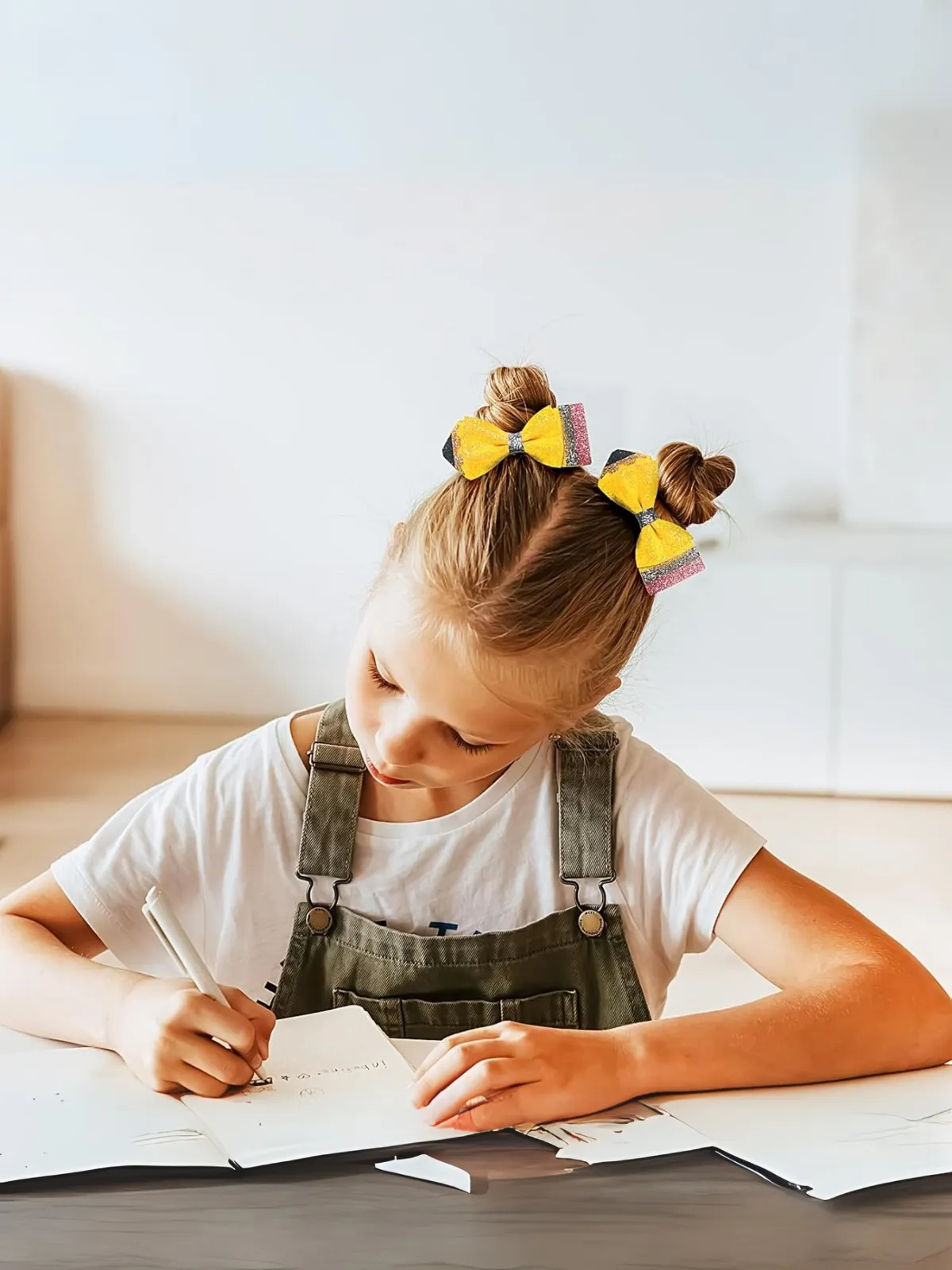 Glitter Pencil Bow Clip
