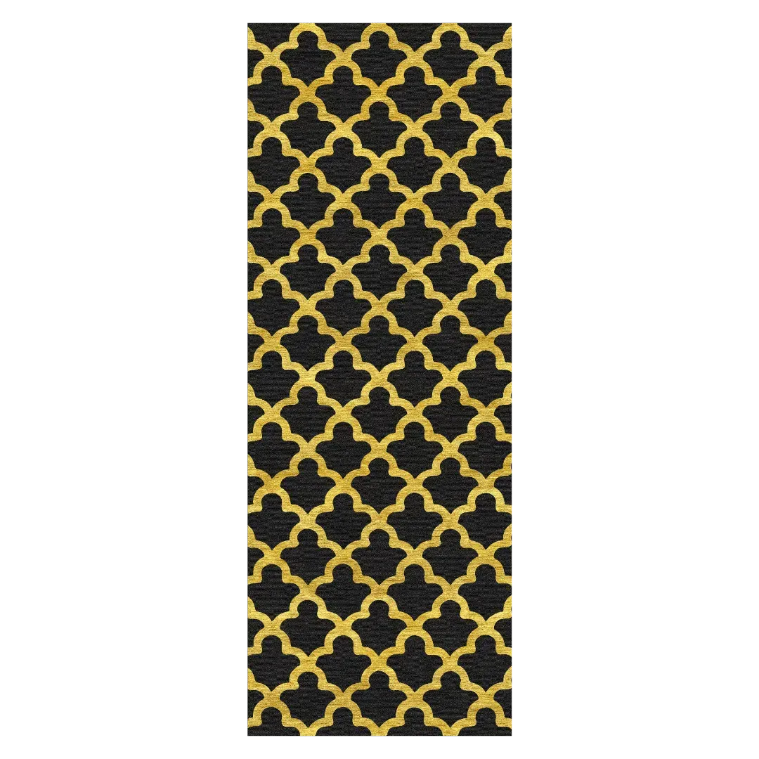 Golden Art Deco Scale Black Tufted Rug