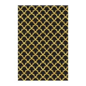 Golden Art Deco Scale Black Tufted Rug