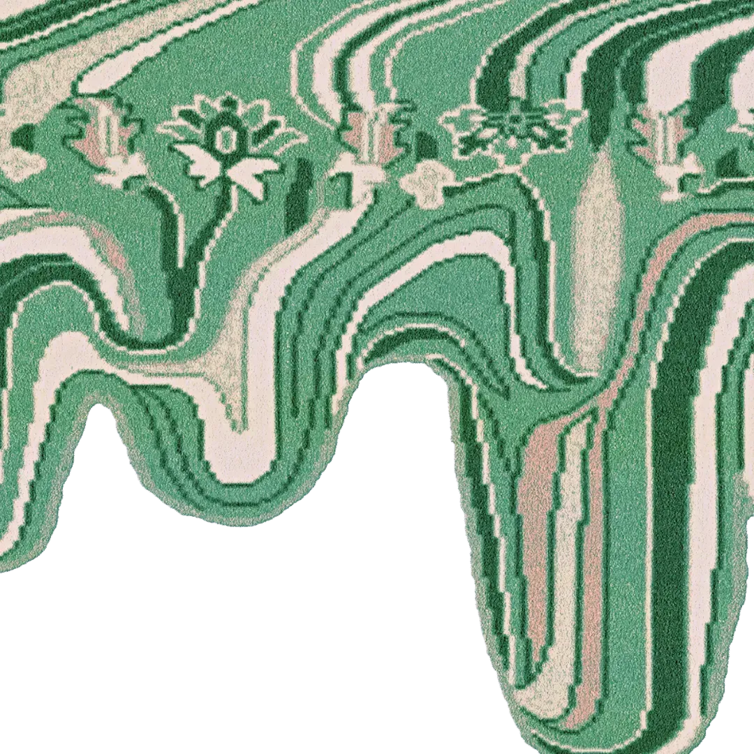 Green Melting Traditional Persian Hand Tufted Wool Rug
