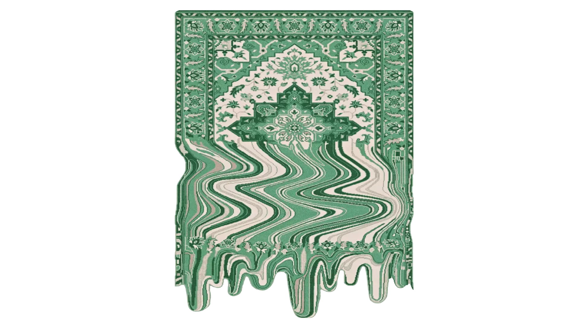 Green Melting Traditional Persian Hand Tufted Wool Rug