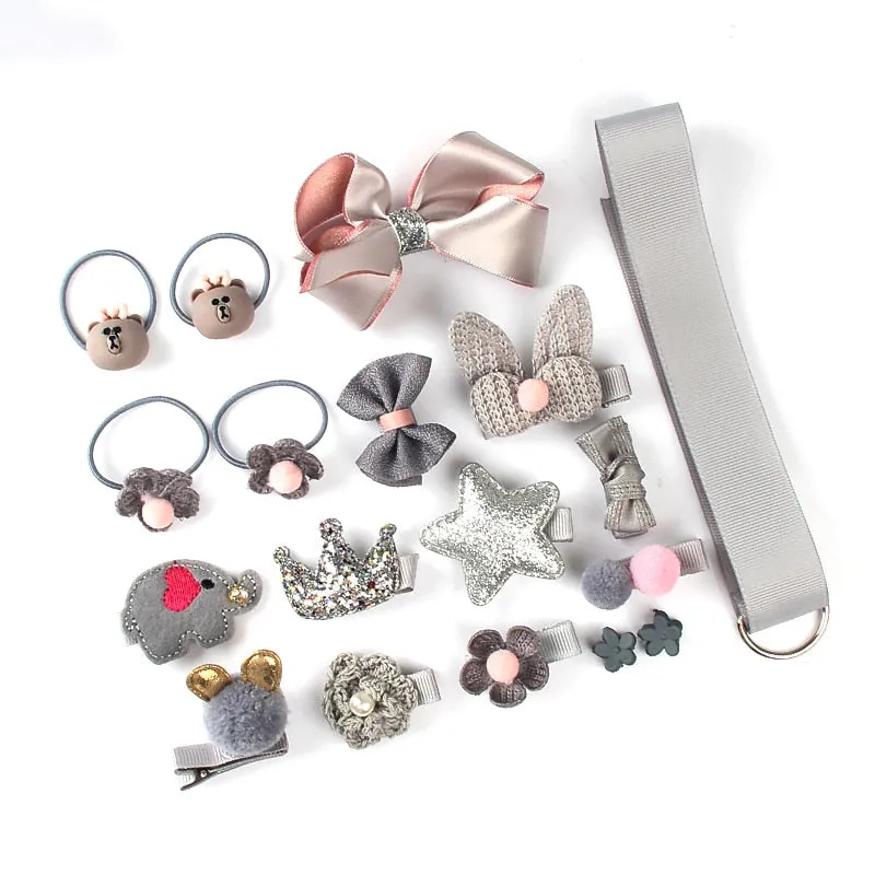 Hair Clip Set For Girls - Animals, Bows, Flowers, 18 pcs