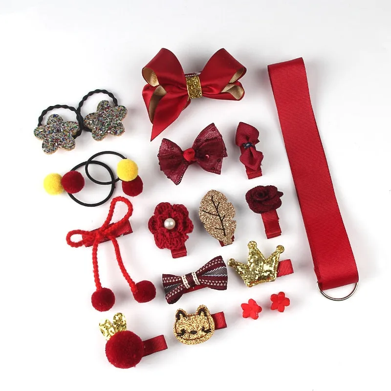 Hair Clip Set For Girls - Animals, Bows, Flowers, 18 pcs