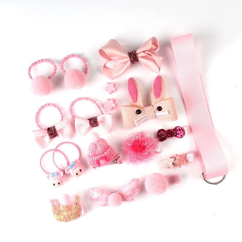 Hair Clip Set For Girls - Animals, Bows, Flowers, 18 pcs