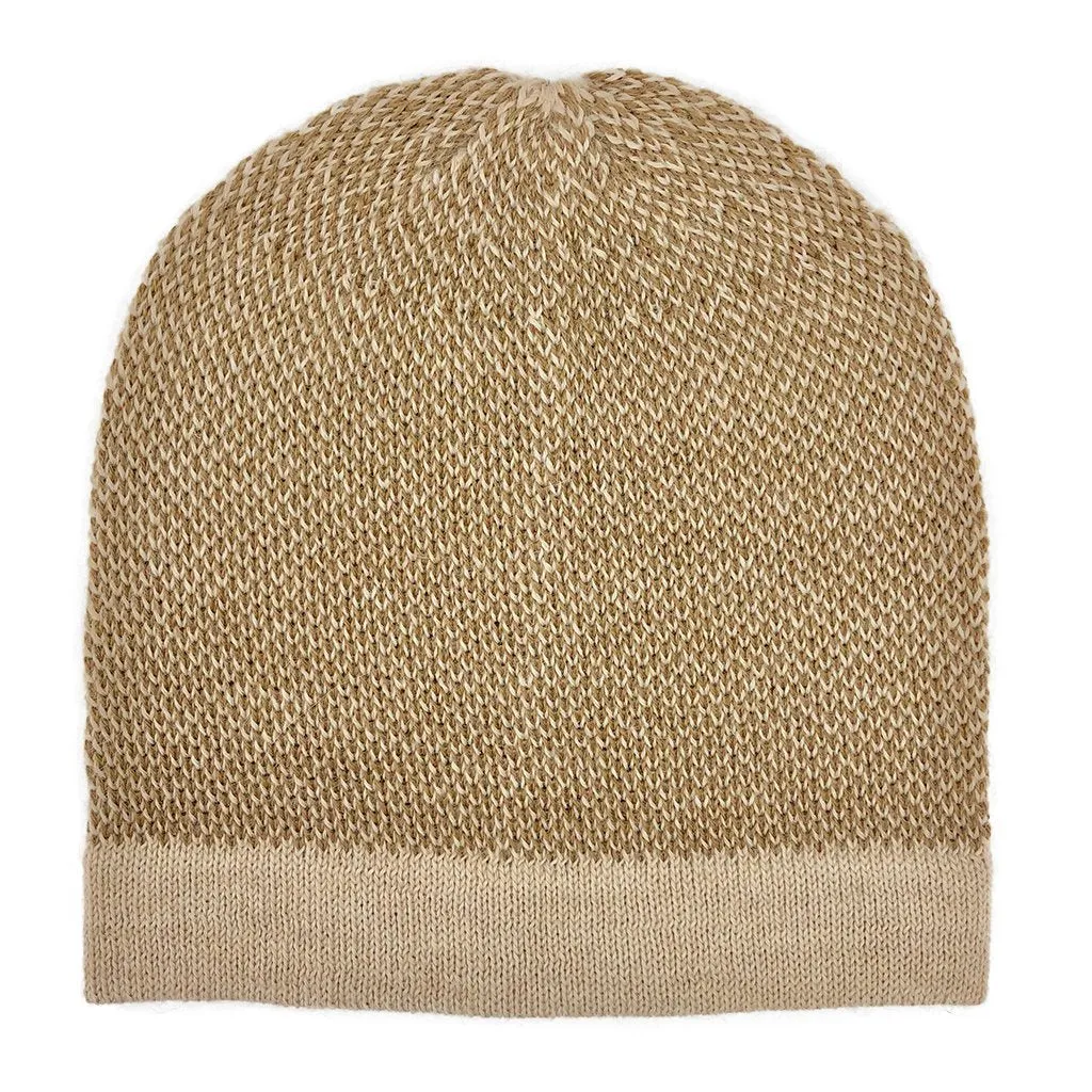 Handmade Camel Interwoven Alpaca Beanie