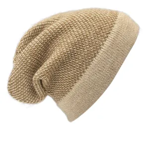 Handmade Camel Interwoven Alpaca Beanie