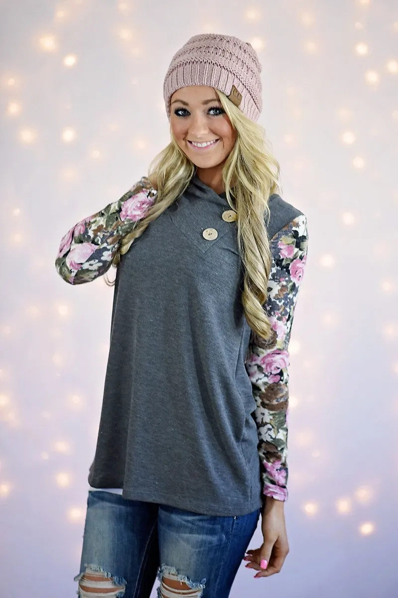 In Bloom Top ~ Grey