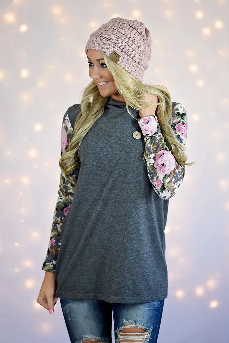 In Bloom Top ~ Grey
