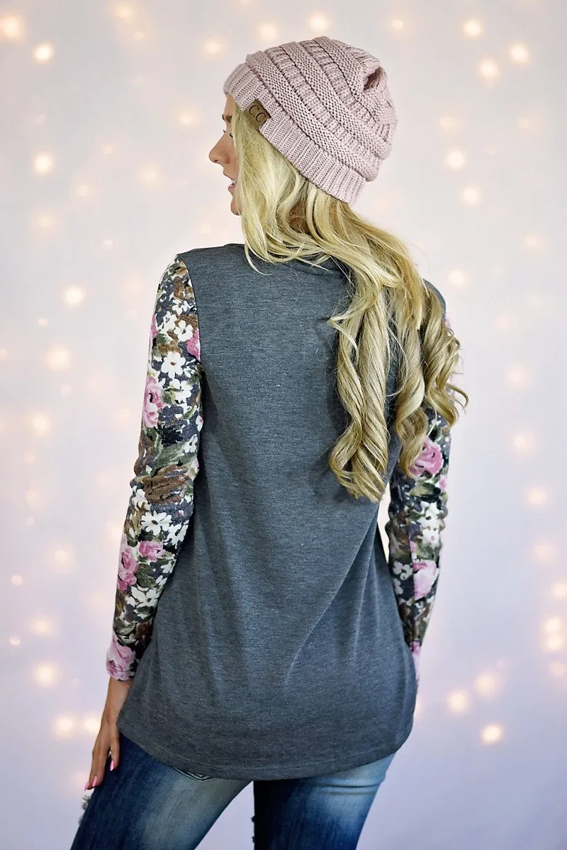 In Bloom Top ~ Grey