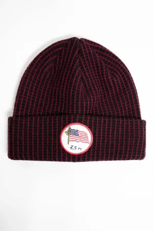 I.S.M. 'American Flag' Burgundy Cashmere Beanie