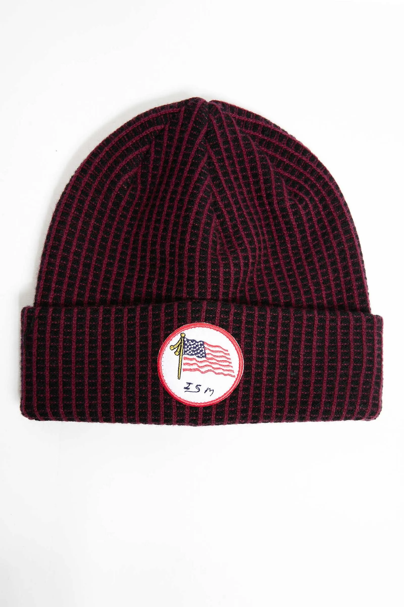 I.S.M. 'American Flag' Burgundy Cashmere Beanie