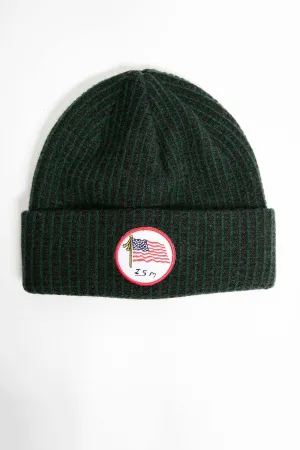 I.S.M. 'American Flag' Green Cashmere Beanie