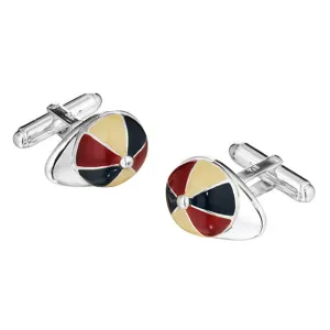Jockey Cap Cufflinks, Enamel & Sterling Silver