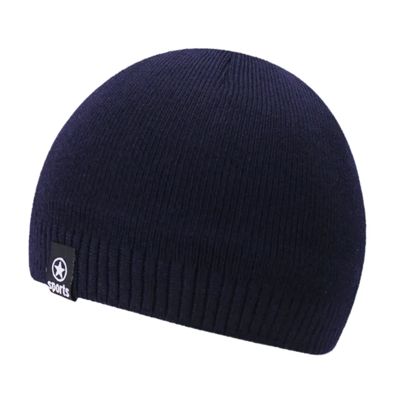Knitted Winter Beanie Hats for Women Men with Velvet Inside - Black,Red,Dark Gray,Dark Blue