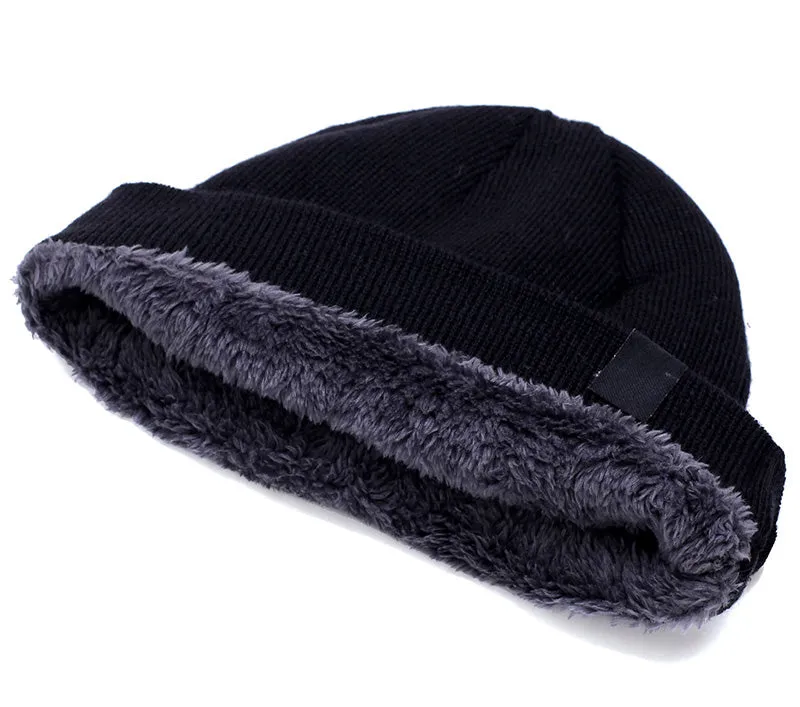Knitted Winter Beanie Hats for Women Men with Velvet Inside - Black,Red,Dark Gray,Dark Blue