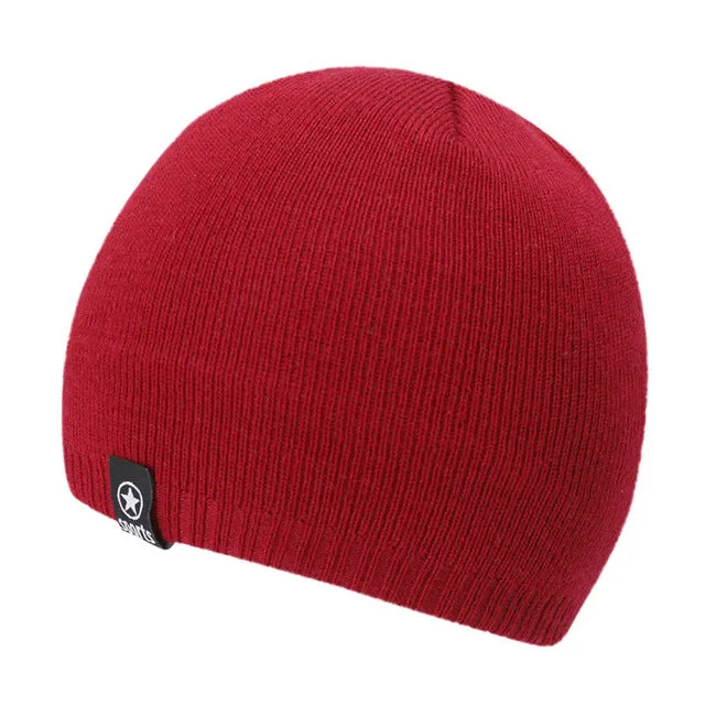 Knitted Winter Beanie Hats for Women Men with Velvet Inside - Black,Red,Dark Gray,Dark Blue