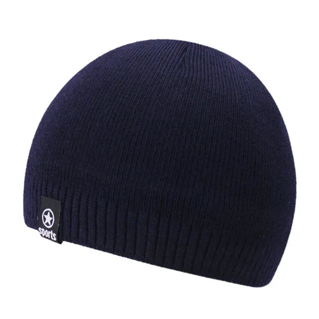 Knitted Winter Beanie Hats for Women Men with Velvet Inside - Black,Red,Dark Gray,Dark Blue