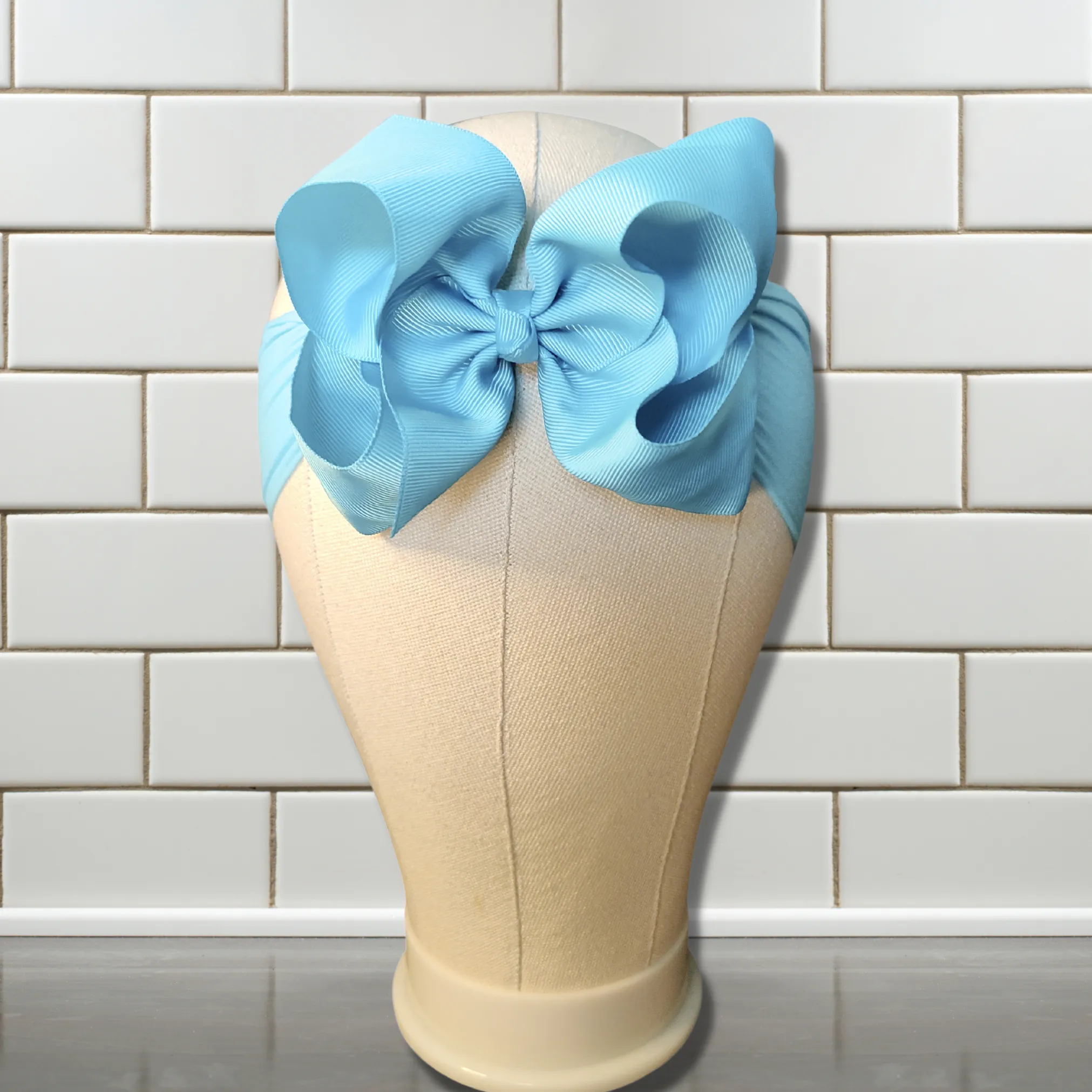 Light Blue Turban Bow Headband