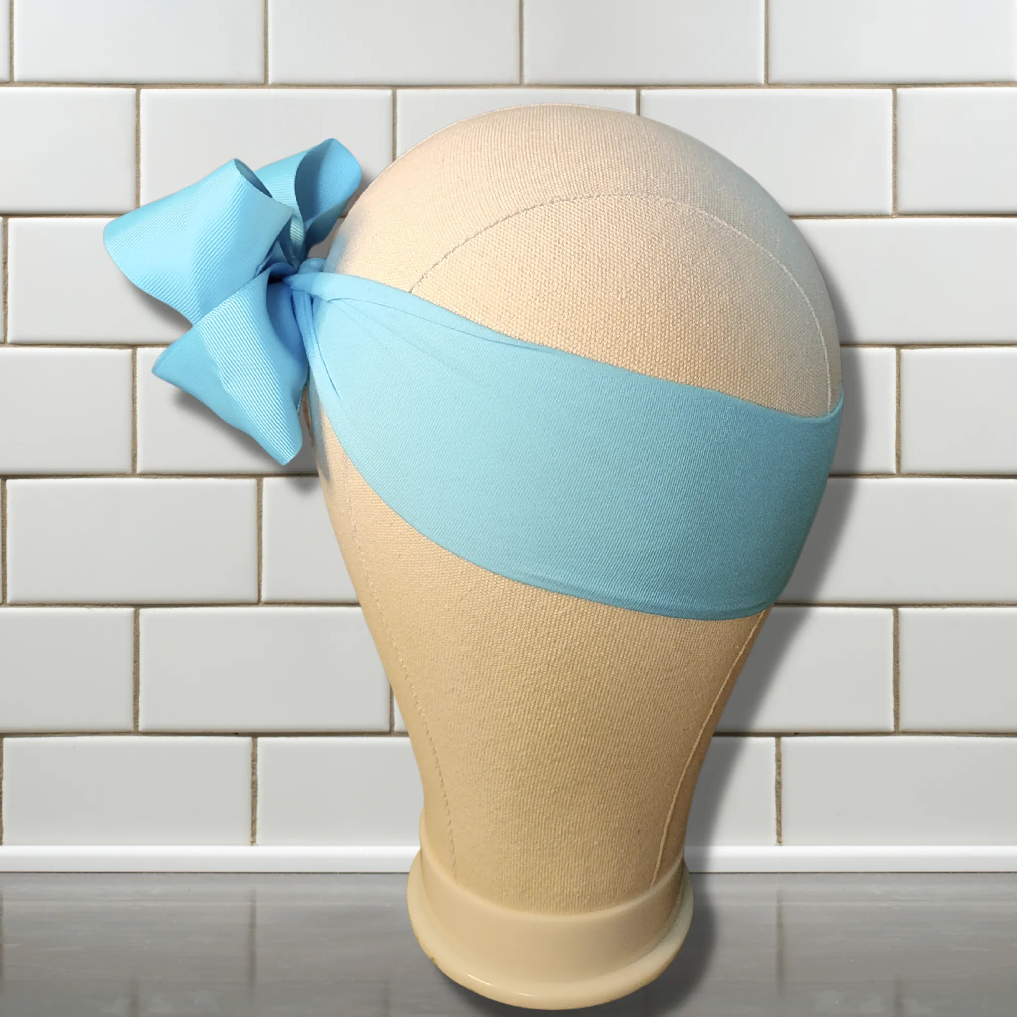 Light Blue Turban Bow Headband