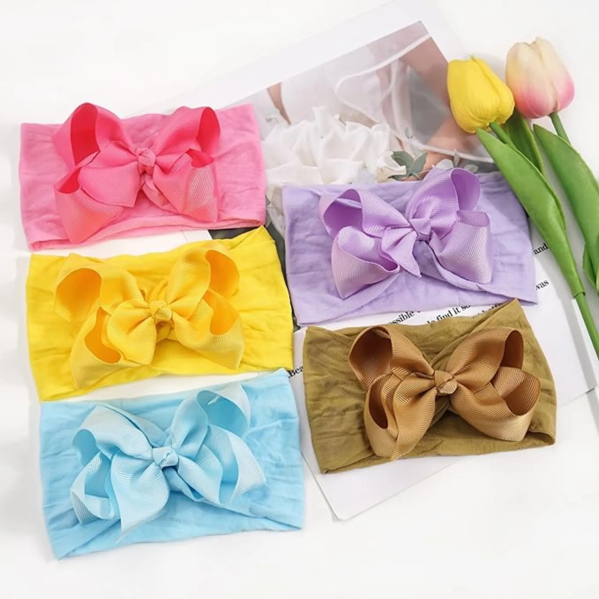 Light Blue Turban Bow Headband