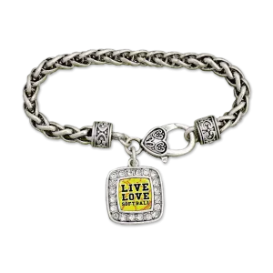 Live Love Softball Crystal Clamp Bracelet