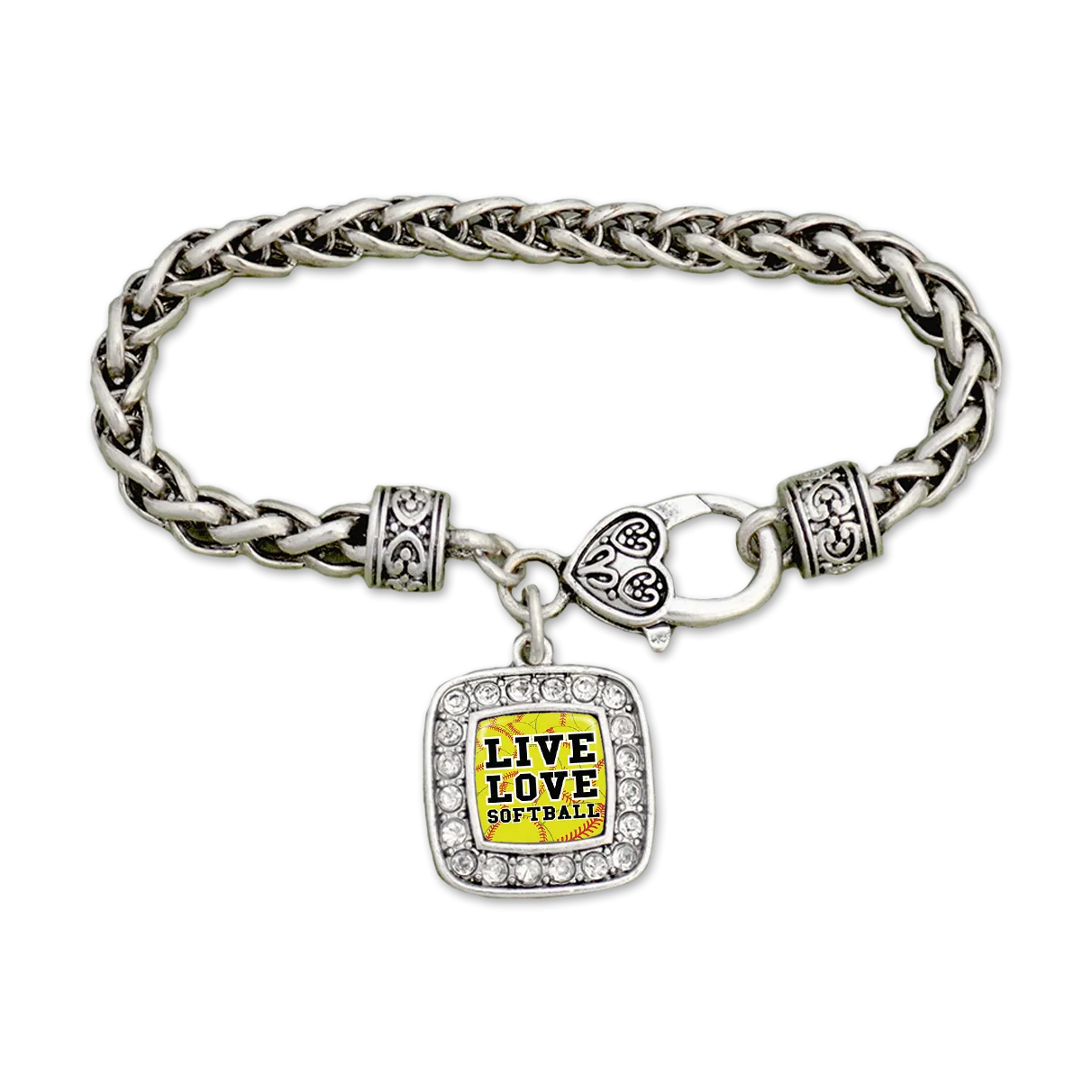 Live Love Softball Crystal Clamp Bracelet