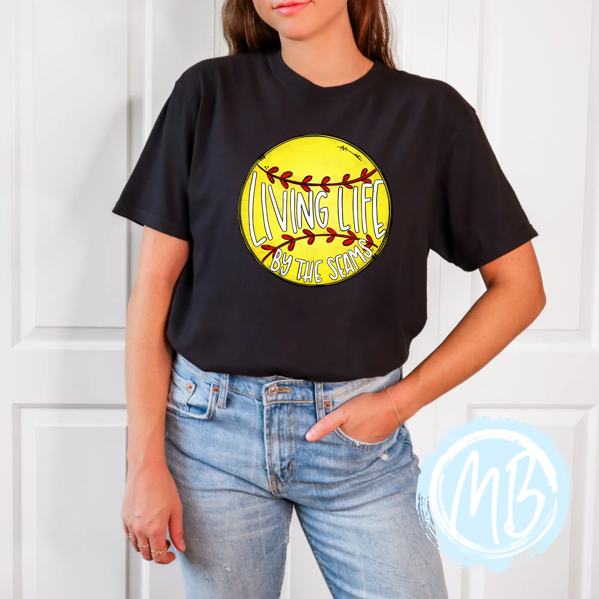 Living Life By The Seams Softball Tee
