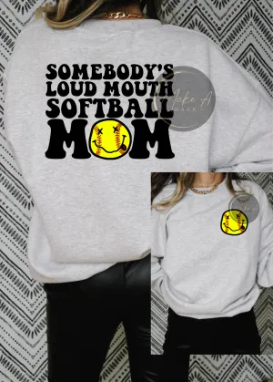 Loud mouth softball mom crewneck sweater