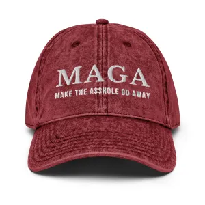 MAGA Make The Asshole Go Away Hat, Anti Trump Vintage Cotton Twill Cap