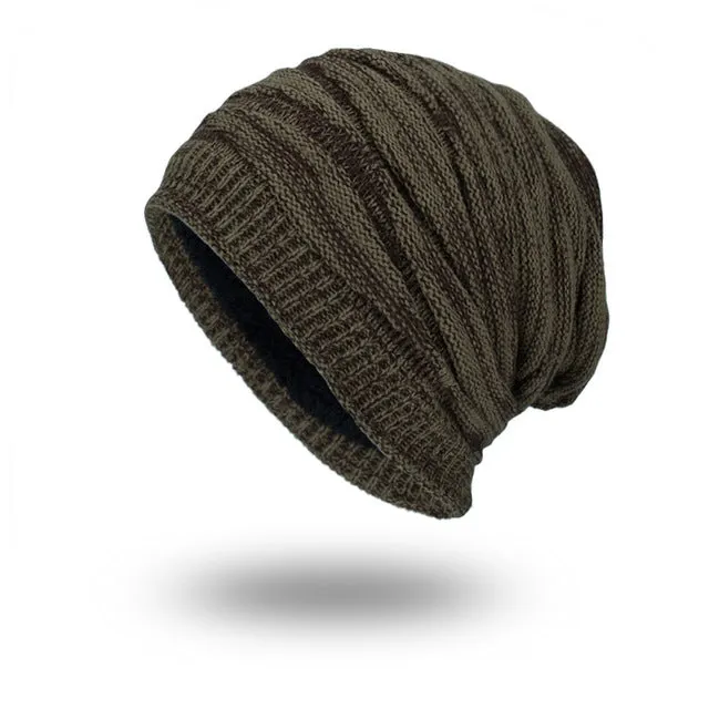 Men's Fashion Knitted Winter Beanies - Black,Grey,Khaki,Navy,Burgundy