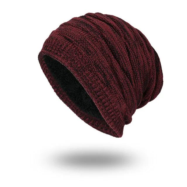 Men's Fashion Knitted Winter Beanies - Black,Grey,Khaki,Navy,Burgundy