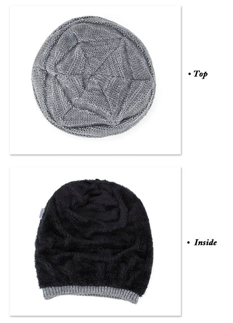 Men's Fashion Knitted Winter Beanies - Black,Grey,Khaki,Navy,Burgundy