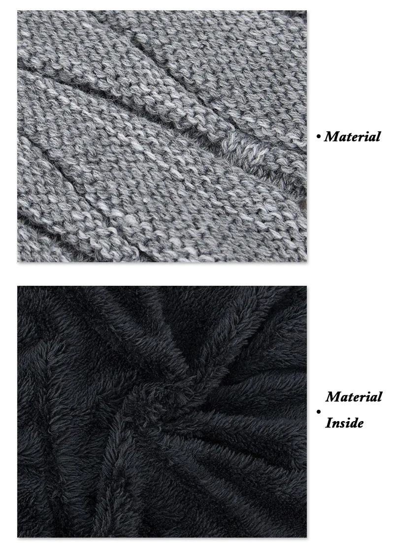 Men's Fashion Knitted Winter Beanies - Black,Grey,Khaki,Navy,Burgundy