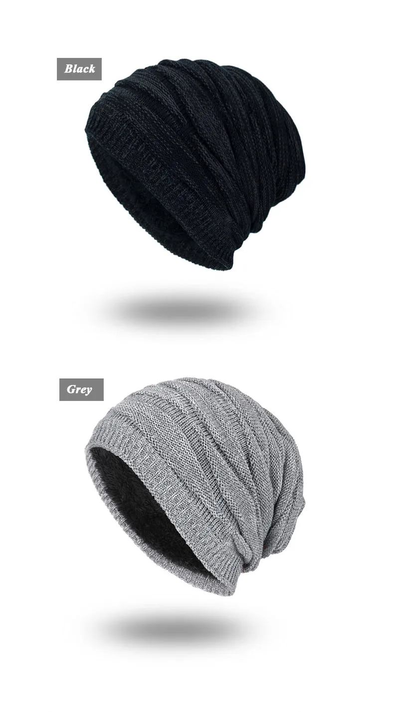 Men's Fashion Knitted Winter Beanies - Black,Grey,Khaki,Navy,Burgundy
