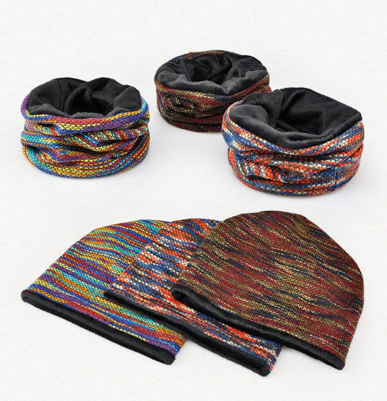 Men's Fashion Winter Beanies/Collar Scarf with Velvet Inside