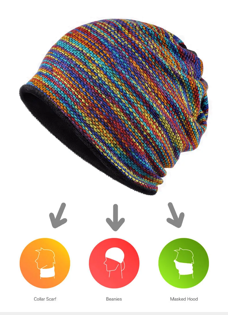 Men's Fashion Winter Beanies/Collar Scarf with Velvet Inside