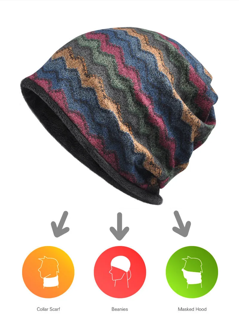 Men's winter Fashion Collar Scarf/Beanie with Velvet Inside - 3 Colors