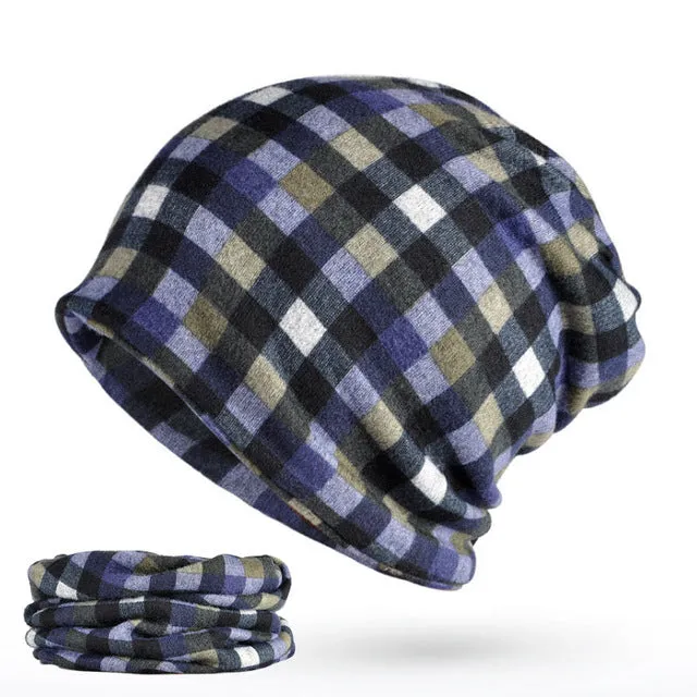 Men's Winter Fashion Multifunction Striped Collar Scarf/Beanie