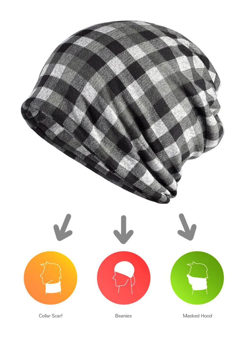 Men's Winter Fashion Multifunction Striped Collar Scarf/Beanie