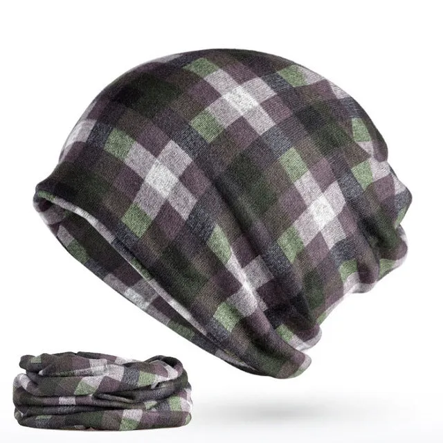 Men's Winter Fashion Multifunction Striped Collar Scarf/Beanie